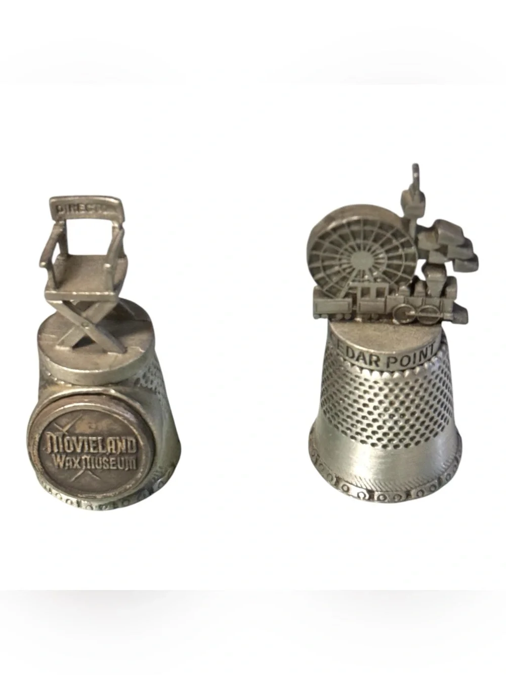 6 Pc 70’s & 80’s Pewter Thimble Amusement Park Bundle Disney Universal Sea World